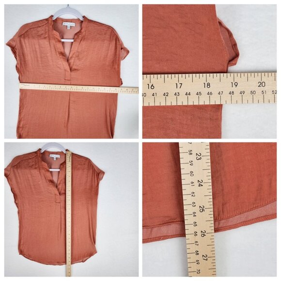 Anthropologie Maison d'Amelie Paris Women's V Neck Top Size XS Orange Blouse - Picture 5 of 5